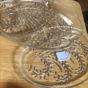 Replacement homestead clear glass snack set plate set of 3 federal glass co